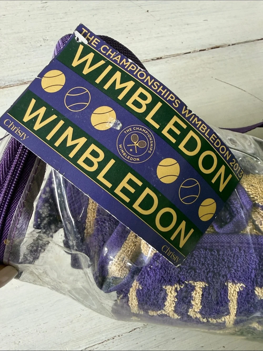 Wimbledon Tennis England 2013 Christy Purple and Gold Logo Towel - Case - NEW